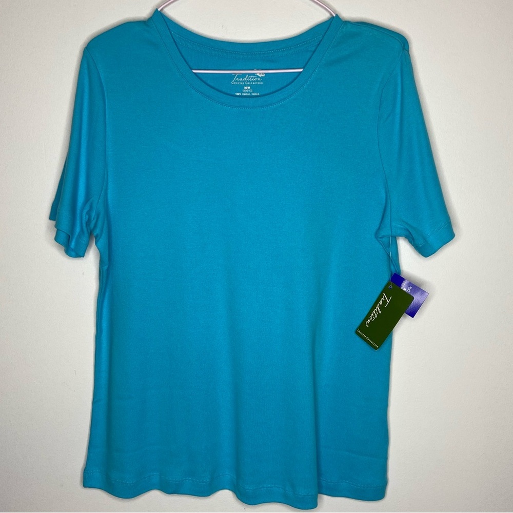 Tradition Ladies' Blue T-Shirt NWT Size M 100% Cotton